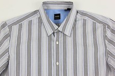 Men's HUGO BOSS White Gray Blue Striped LUCAS Shirt 2XL NWT NEW