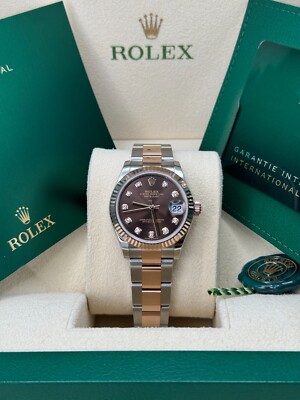 Rolex Datejust 31 NEW 2024 Chocolate Brown Diamond Dial Fluted 278271 Oyster
