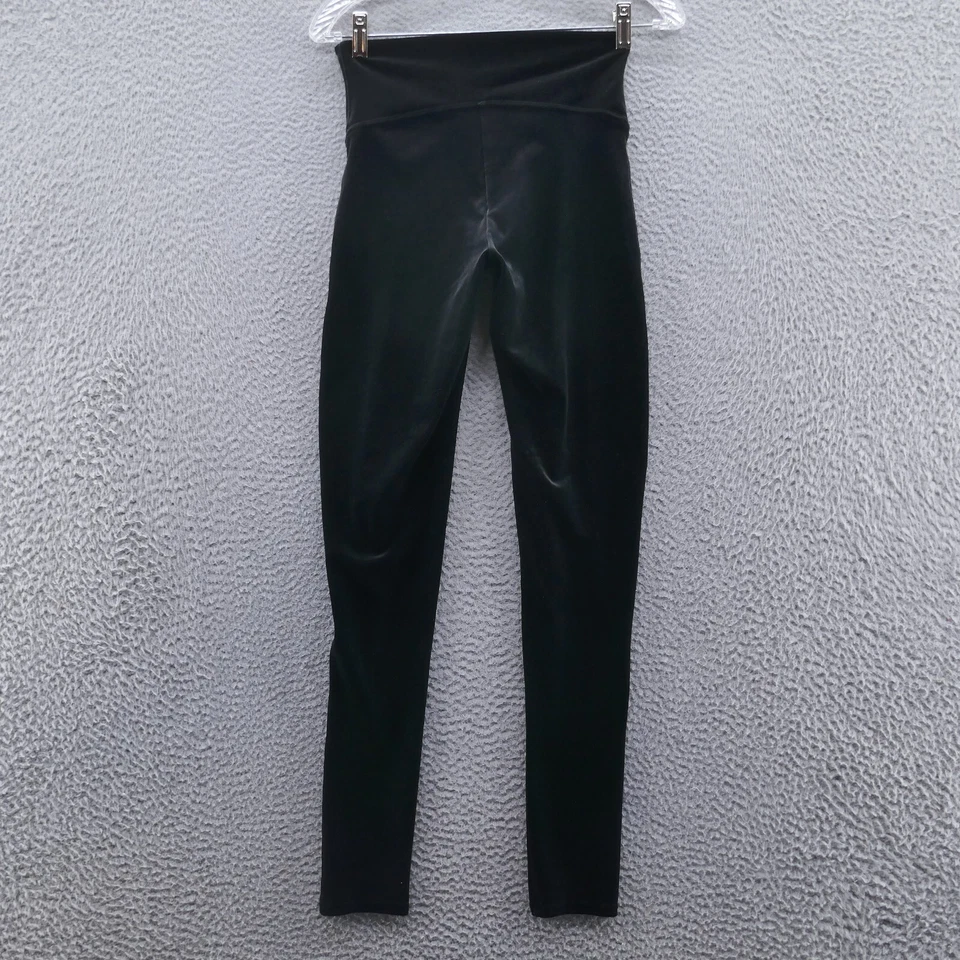 Legging de terciopelo Spanx para mujer tiro medio negro elástico adelgazante moldeador Foto 3 de 4
