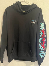 Launder Hoodie Youth LG Black Racing Anime Logo Sleeve Art