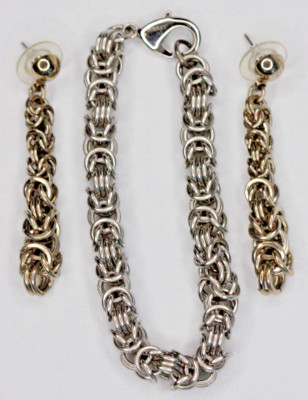 Atasay Kuyumculuk AK Stainless Steel Turkey Byzantine Chain Bracelet & Earrings