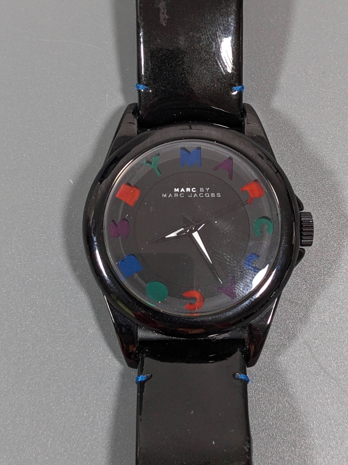 Marc By Marc Jacobs Black Dial Round Black Patent Leather Watch