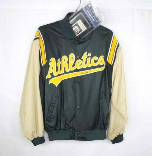 Eric Chavez Signed Majestic Oakland A's Jacket and Topps Wooden Plaque - Picture 1 of 12