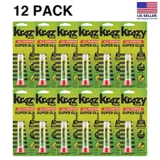 12 Pack Krazy Glue All Purpose Instant Strong Fast Drying Super Glue .07 oz Tube