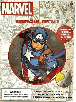 Marvel Sidewalk Decals with 8 Decal Sheets And 6 Chalk Stick