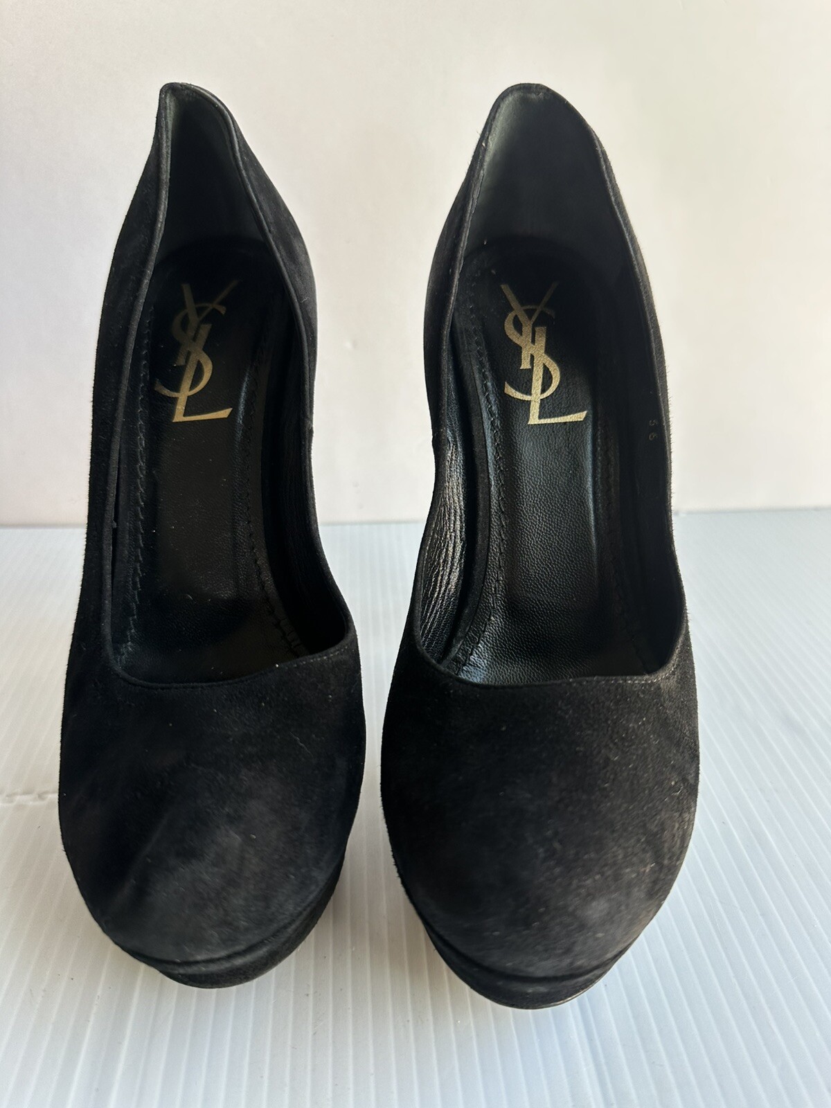 Decolte platform YSL taglia 36 nere scamosciate Yves Saint Laurent