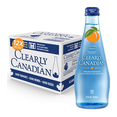 Clearly Canadian Orchard Peach Sparkling Spring Water Beverage, Natural & Car...