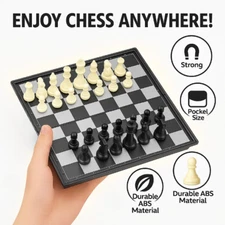 Magnetic Travel Chess Set Mini Portable Folding Board Game Pocket Size 5.9"