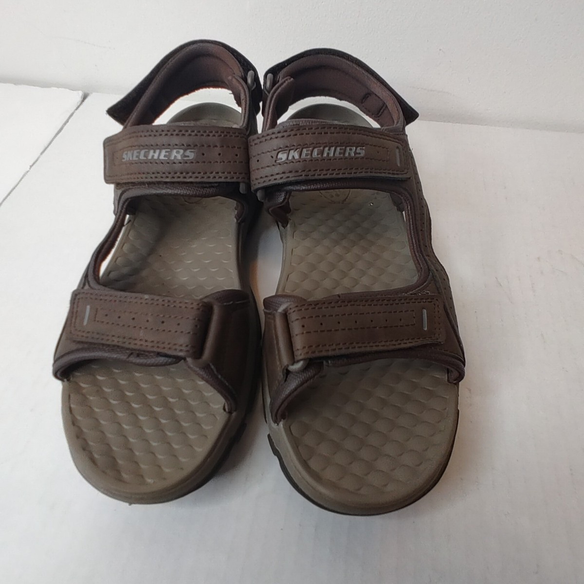 Skechers Relaxed Fit Luxe Foam Choc Brown Hook & Loop Sandals Mens US 12 EU 46 Amazon.com | Skechers Men main image 2