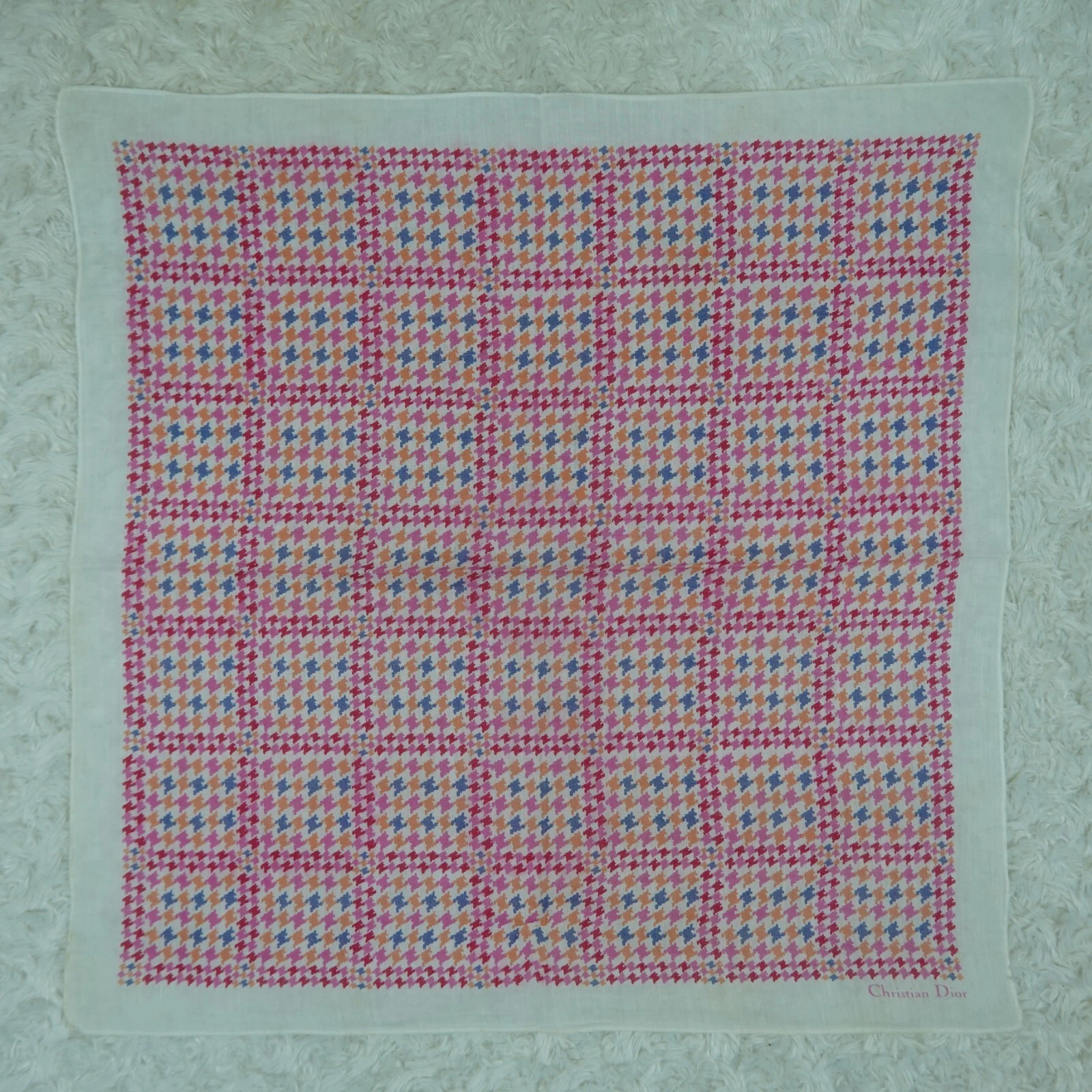 CHRISTIAN DIOR Foulard écharpe coton rose shinori poche carré 17,5