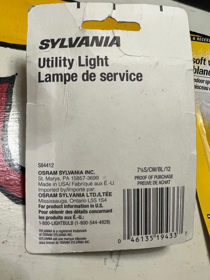 GE Soft White Spotlight 40 Light Bulb R16 & Sylvania 7-1/2w Utility Light #3026 - Image 2 of 3