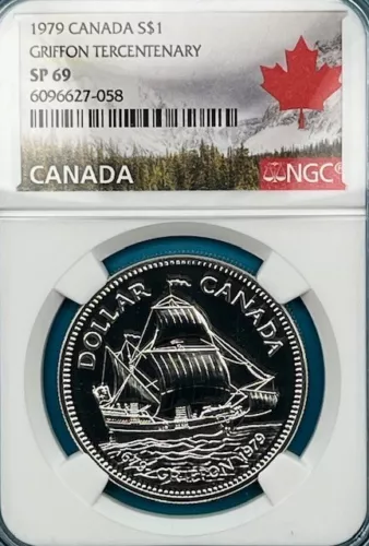 1979 Canada Griffon Tercentenary S$1 Loonie NGC SP 69