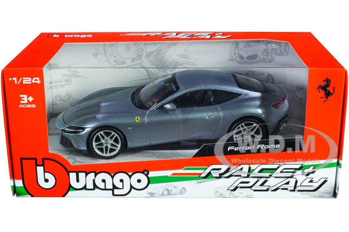 FERRARI ROMA GRAY METALLIC 1/24 DIECAST MODEL CAR BY BBURAGO 26029
