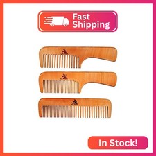 3 PCS Peach Wooden Comb Women and Men Comb - Wide  Narrow Tooth S023 