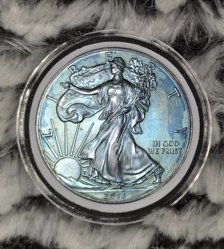 2013 WALKING LIBERTY American Eagle .999 Fine Silver HAND TONED COIN 1oz $1 USA