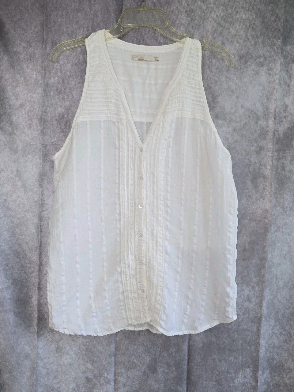 Prana Nieves Tank Top Womens L Soft White Organic Cotton Relaxed Boho Coastal