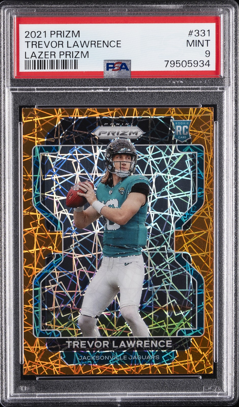 2021 PANINI PRIZM LAZER PRIZM #331 TREVOR LAWRENCE ROOKIE RC PSA 9