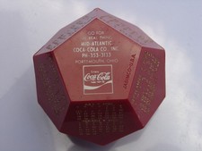 Vtg 1982 Coca Cola 12-Sided Plastic Pentagon Calendar Portsmouth OH Paperweight