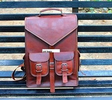 Leather Backpack Bag Goat Genuine Rucksack Vintage Travel Laptop Men's Brown Men