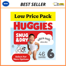 Huggies Snug  Dry Baby Diapers, Size 6, 46 Count, Leak Lock Blowout Protection