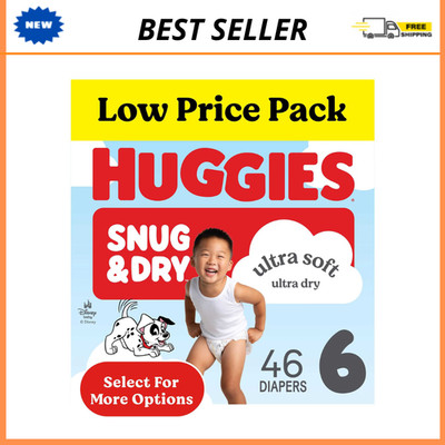 Huggies Snug & Dry Baby Diapers, Size 6, 46 Count, Leak Lock Blowout Protection