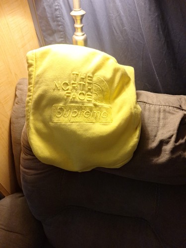 Supreme X The North Face yellow pigment printed hoodie