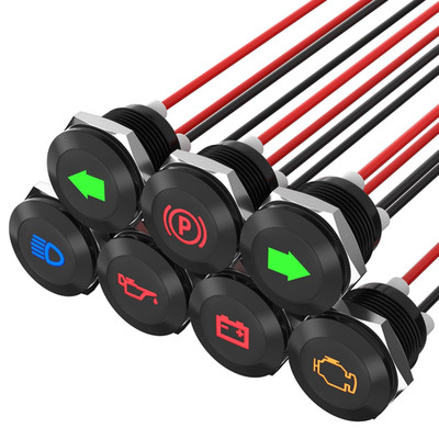 12V LED Indicator Light Small Indicator Light Waterproof 1/2'' Panel Cutout 12 Vo
