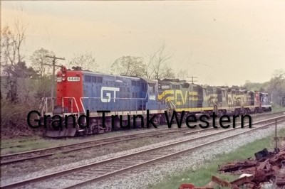 1989 Orig Train Slide GTW Grand Trunk Western GP9 4448 CV 4548 