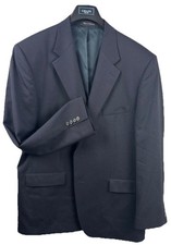 Chaps Mens 46L Solid Navy 100 Wool Blazer Sport Coat 2 Button Jacket Classic