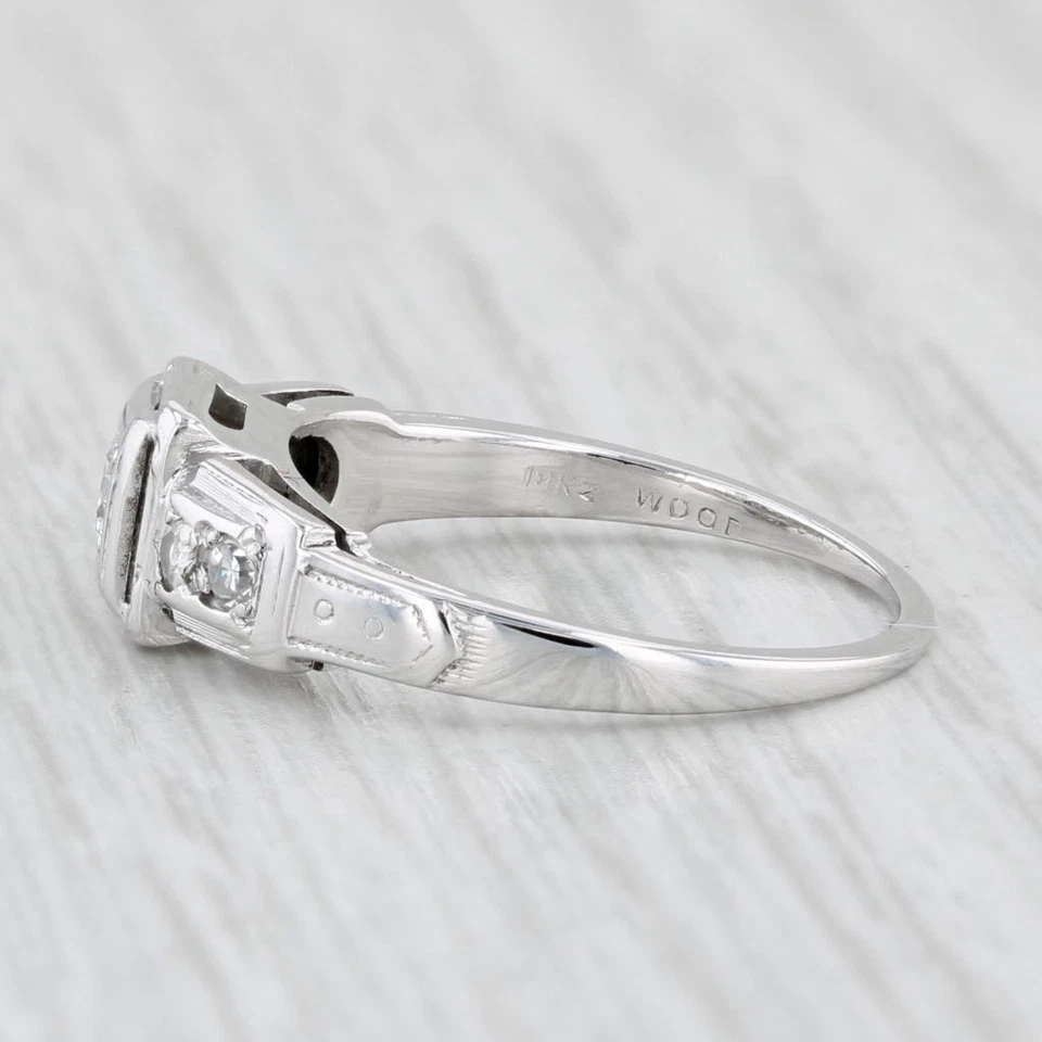 0.18ctw Diamond Engagement Ring 18k White Gold Size 5 Vintage - Image 3 of 4