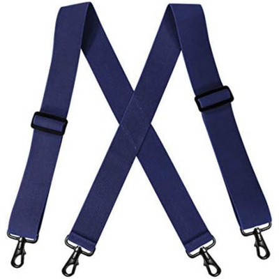Men s Heavy Duty Belt Loops X Back 2 Inch Wide Suspenders with 4 Snap Hooks