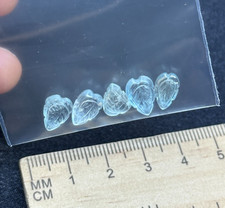 Lot of Carved Aquamarine Gemstone Leaf Cabochons- Vintage Estate Find