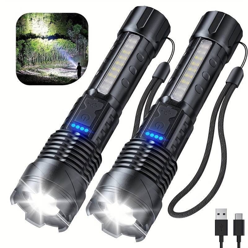 Lampe torche LED puissante rechargeable USB format de poche longue portée