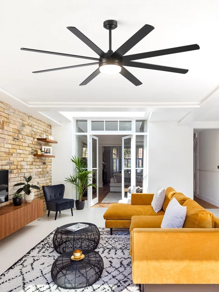 Adjustable Brightness Ceiling Fan - 72 Inch Black LED Light with Remote Control - Image 4 of 4