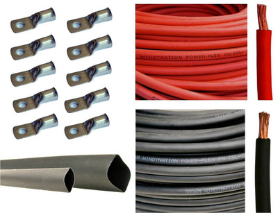 2 Gauge 2 AWG 10 Feet Red + 10 Feet Black Welding Battery Pure Copper Flexible C