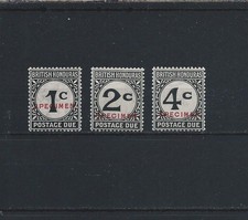 BRITISH HONDURAS 1923-64 POSTAGE DUE SET OF 3 OVERPRINTED SPECIMEN MM SG D1s/D3s