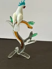 New ListingMurano Glass Cockatoo Figurine Perched on Branch Hand Made 5.5" Tall
