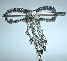 Small Lilla Rose Flexi Hair Clip Silver Dogwood Flower w Dangles New w Tag RARE
