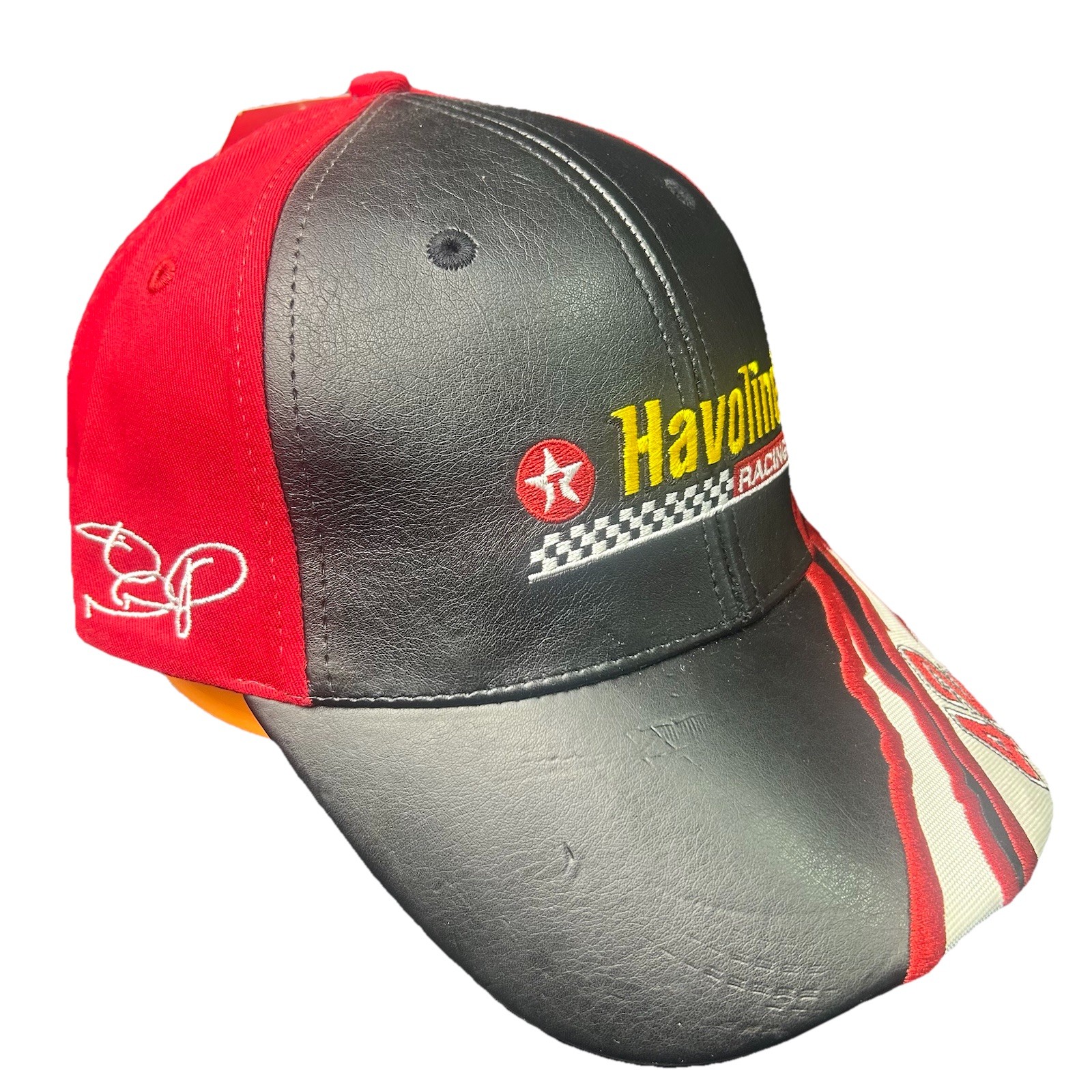 Chip Racing Flag Havoline Racing #42 NASCAR Hat Chip Ganassi Team Red Black Faux Leather ...