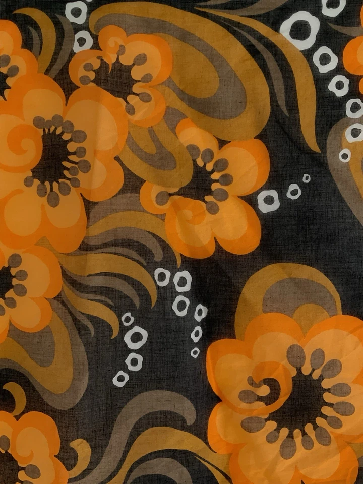 "DELICADA bufanda de algodón negro sin marca para mujer con estampados de flores naranjas EC 19""/19""" Foto 2 de 3