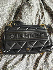 Valentino Black Quilted Leather Crossbody Bag Gold Chain Strap Zip Turn Lock