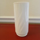 Vintage Milk Glass Flower Vase with Raised Leaf  Design