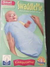 Kiddopotamus SwaddleMe 100 Cotton Knit Baby Boy Infant Wrap SM 7-14 lbs BLUE