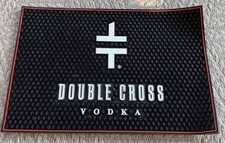 Double Cross Vodka Bar Spill Mat Black White 18”x12” Mixed Drink Man Cave Party