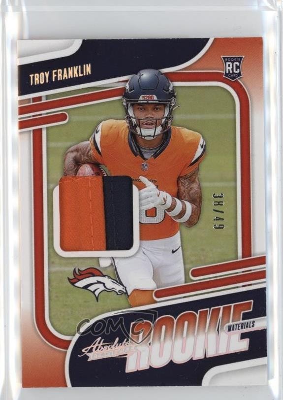 Troy Franklin Panini Absolute Absolute Rookie Materials #ARMTFN Holo Silver