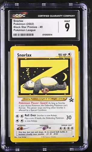 CGC 9 MINT Snorlax 49 "Z" WOTC Black Star PROMO League Pokemon Card 014