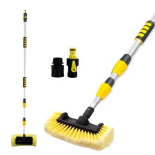 Car Wash Brush with Long Handle, 20FT Reach Telescopic Flow-Thru Car Washing ...