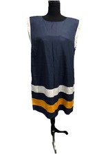 Cremieux Nikole Navy Striped Colorblock Dress Size L