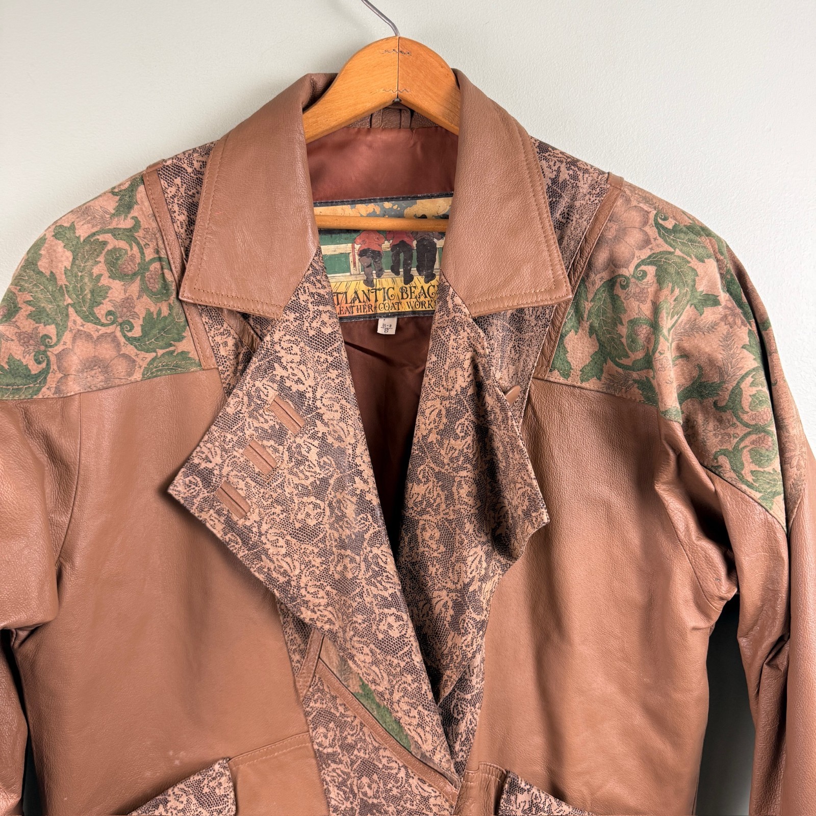 Vintage 80s Patchwork Leather Jacket Boho Western… - image 2