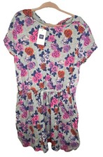 Gap NEW Kids Floral Romper Gray, Pink, Red Sleeveless, Size S 6-7 NWT